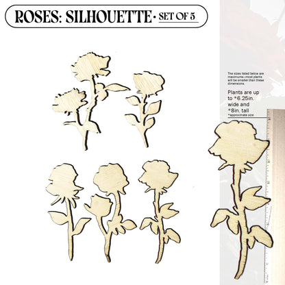 Laser Cut Wooden Rose Flowers