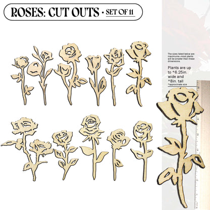 Laser Cut Wooden Rose Flowers