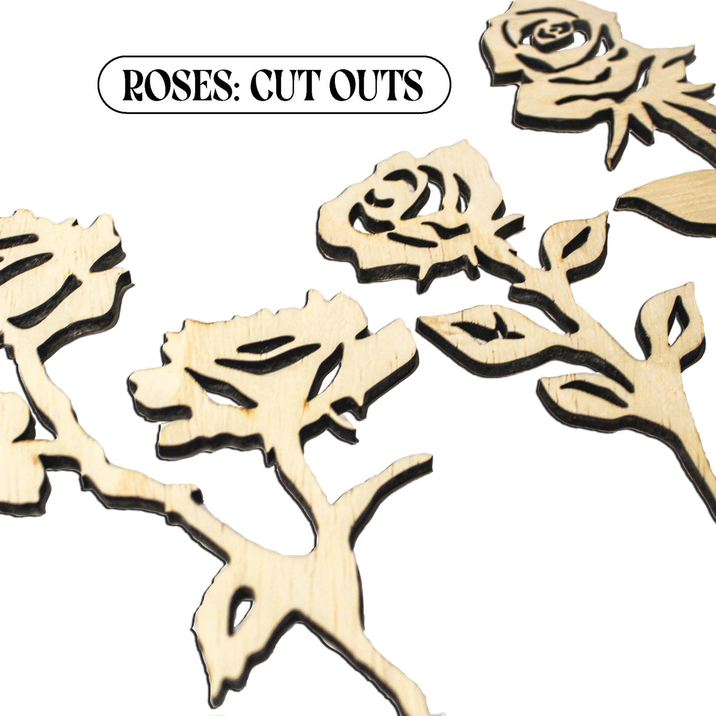 Laser Cut Wooden Rose Flowers