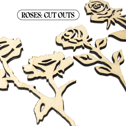 Laser Cut Wooden Rose Flowers