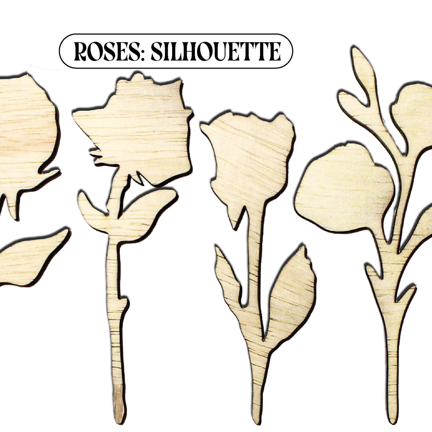 Laser Cut Wooden Rose Flowers